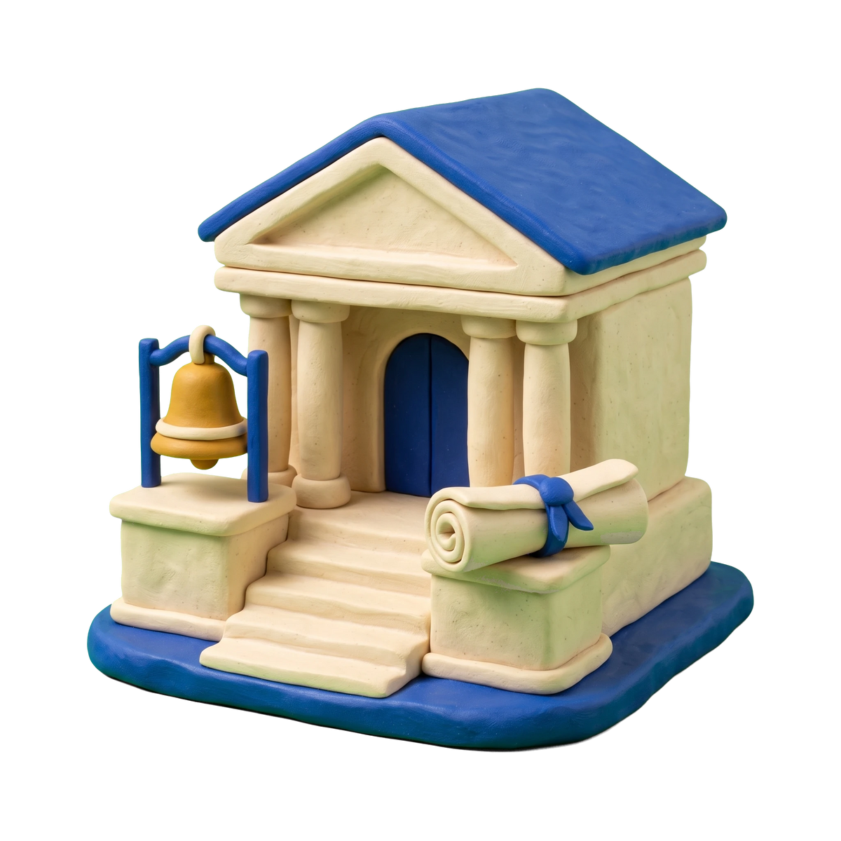 Chamber of Commerce illustration in blue and ivory clay