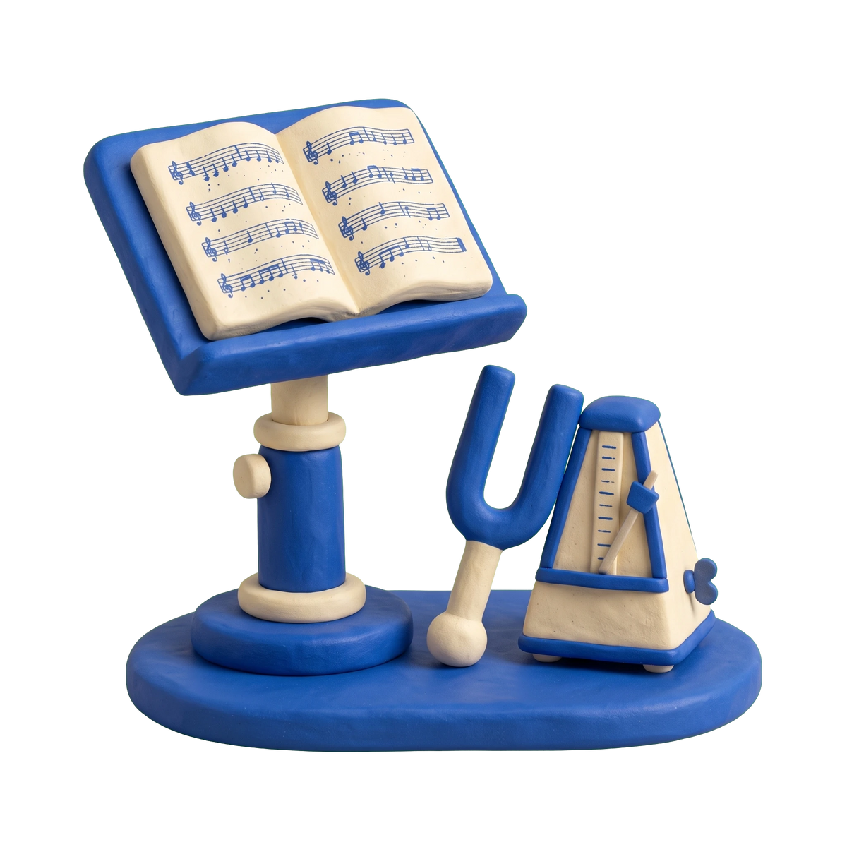 Choir illustration in blue and ivory clay