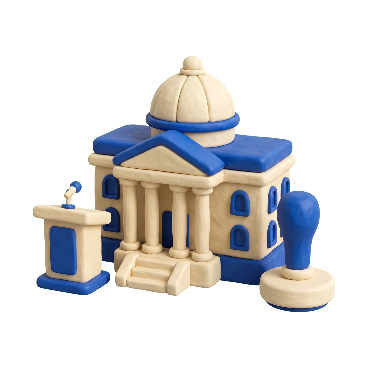 City government office illustration in blue and ivory clay