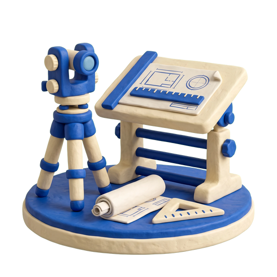 Civil engineer illustration in blue and ivory clay