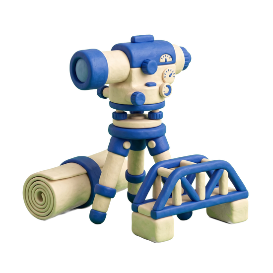 Civil engineering company illustration in blue and ivory clay