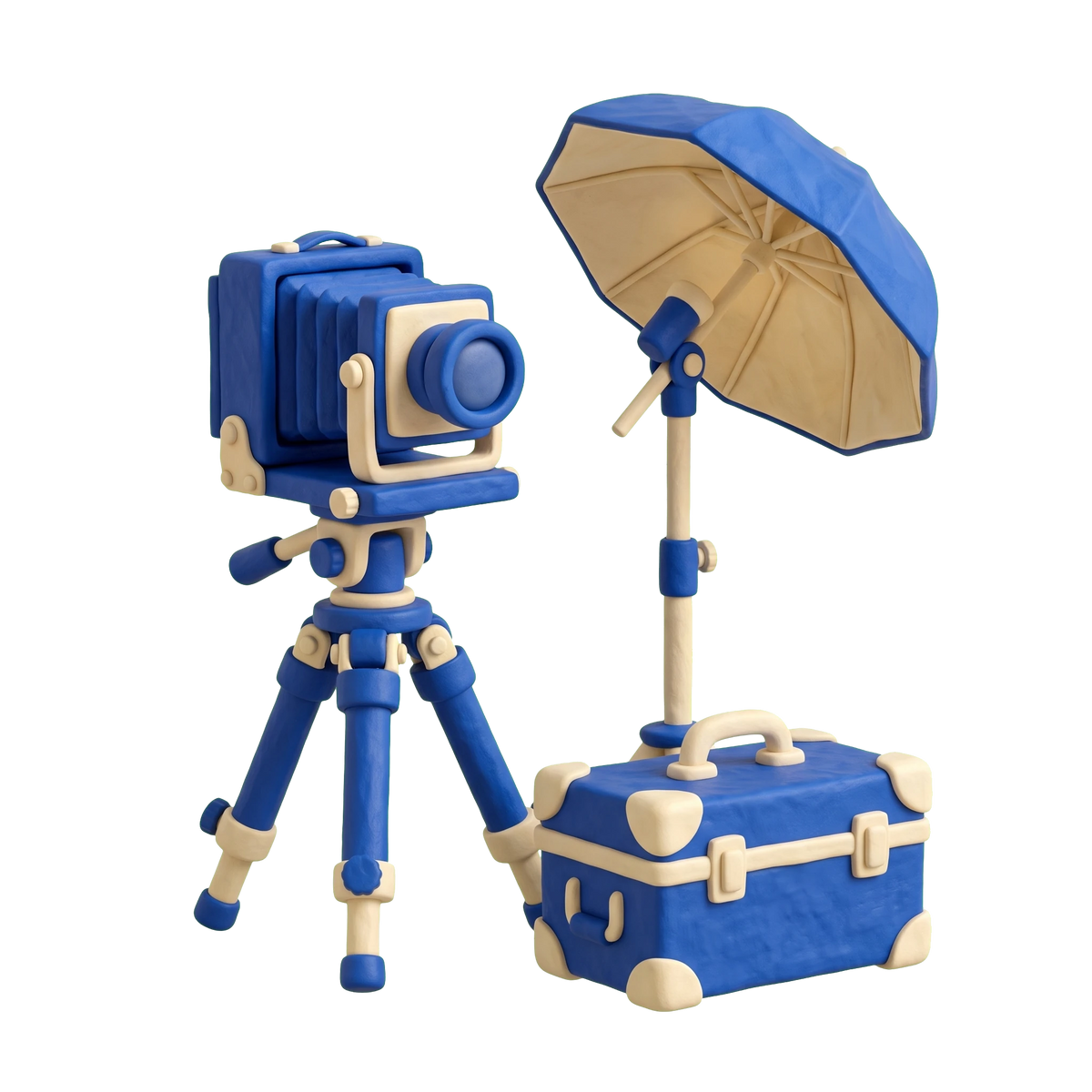 Commercial photographer illustration in blue and ivory clay