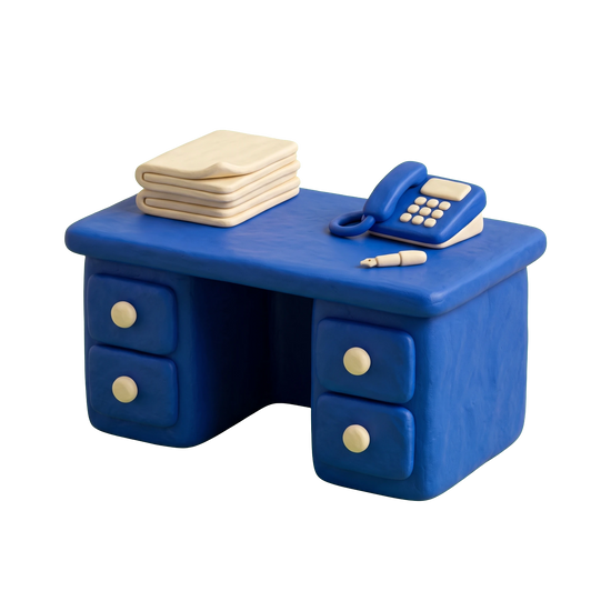 Consultant illustration in blue and ivory clay