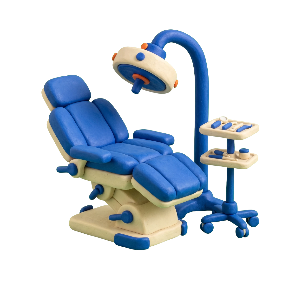 Cosmetic surgeon illustration in blue and ivory clay
