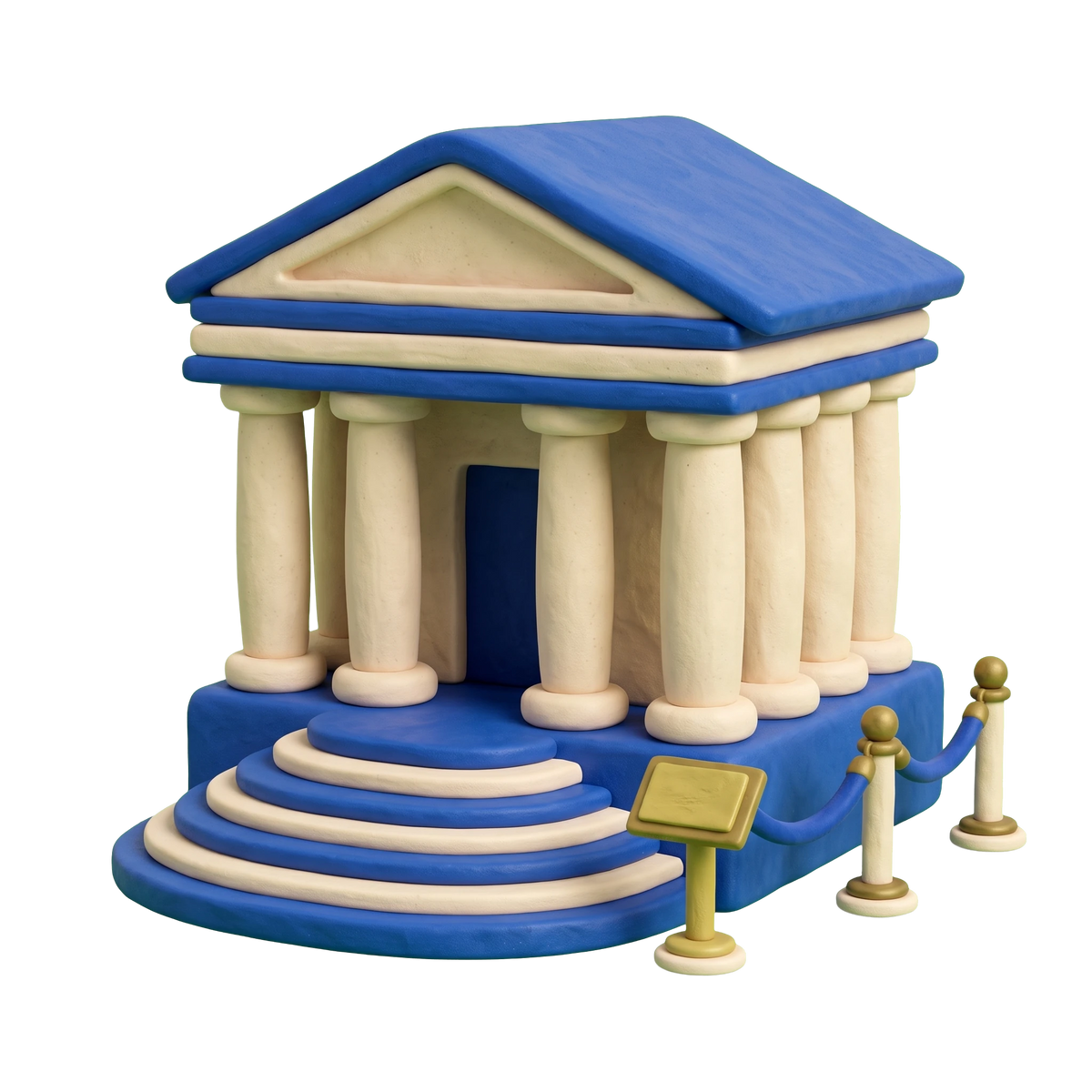 Cultural landmark illustration in blue and ivory clay