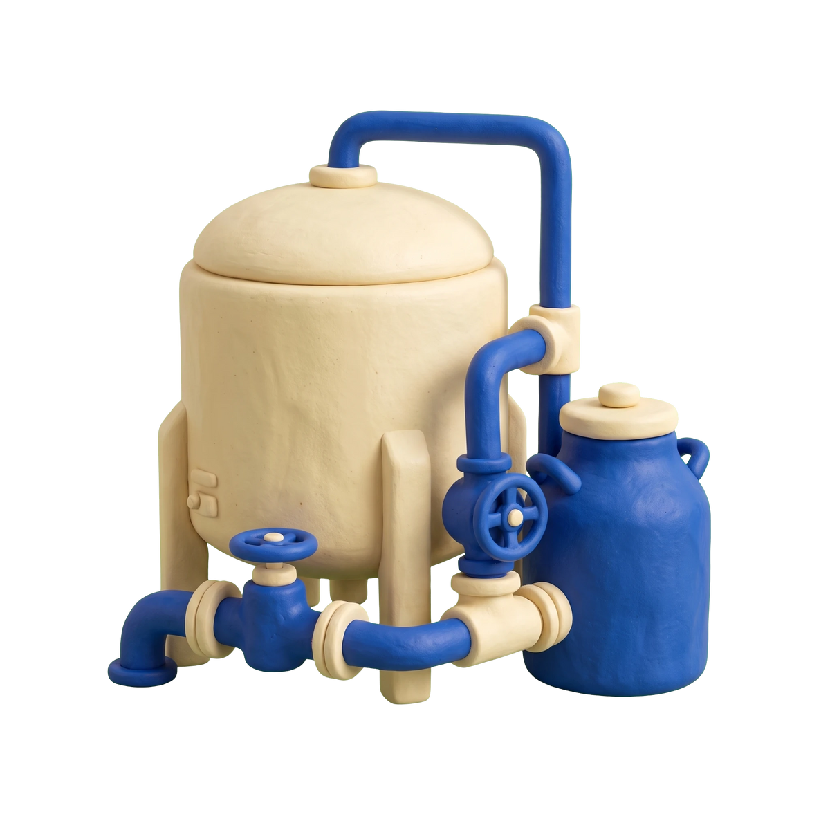Dairy supplier illustration in blue and ivory clay