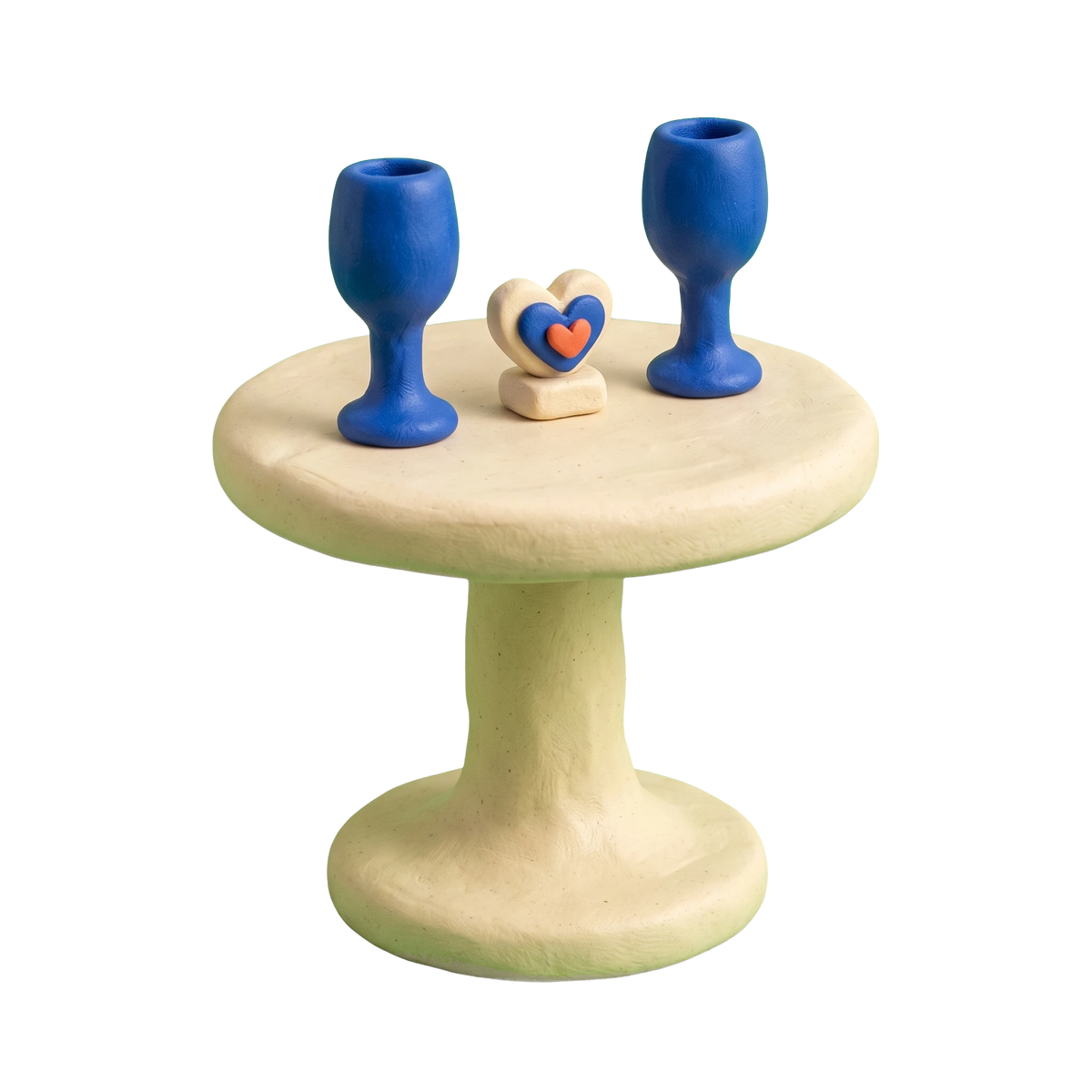 Dating service illustration in blue and ivory clay