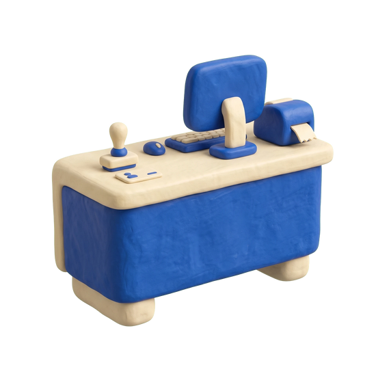 Department of motor vehicles illustration in blue and ivory clay