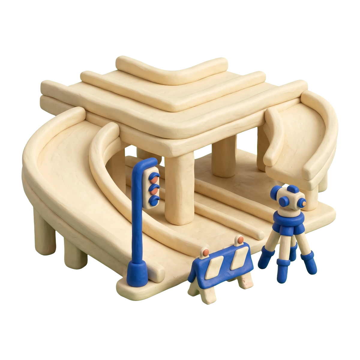 Department of Transportation illustration in blue and ivory clay