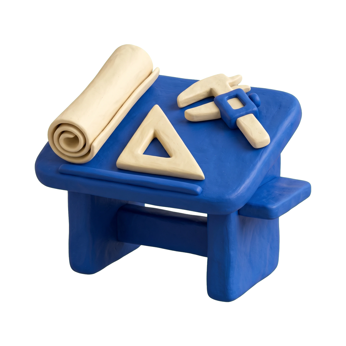 Design engineer illustration in blue and ivory clay