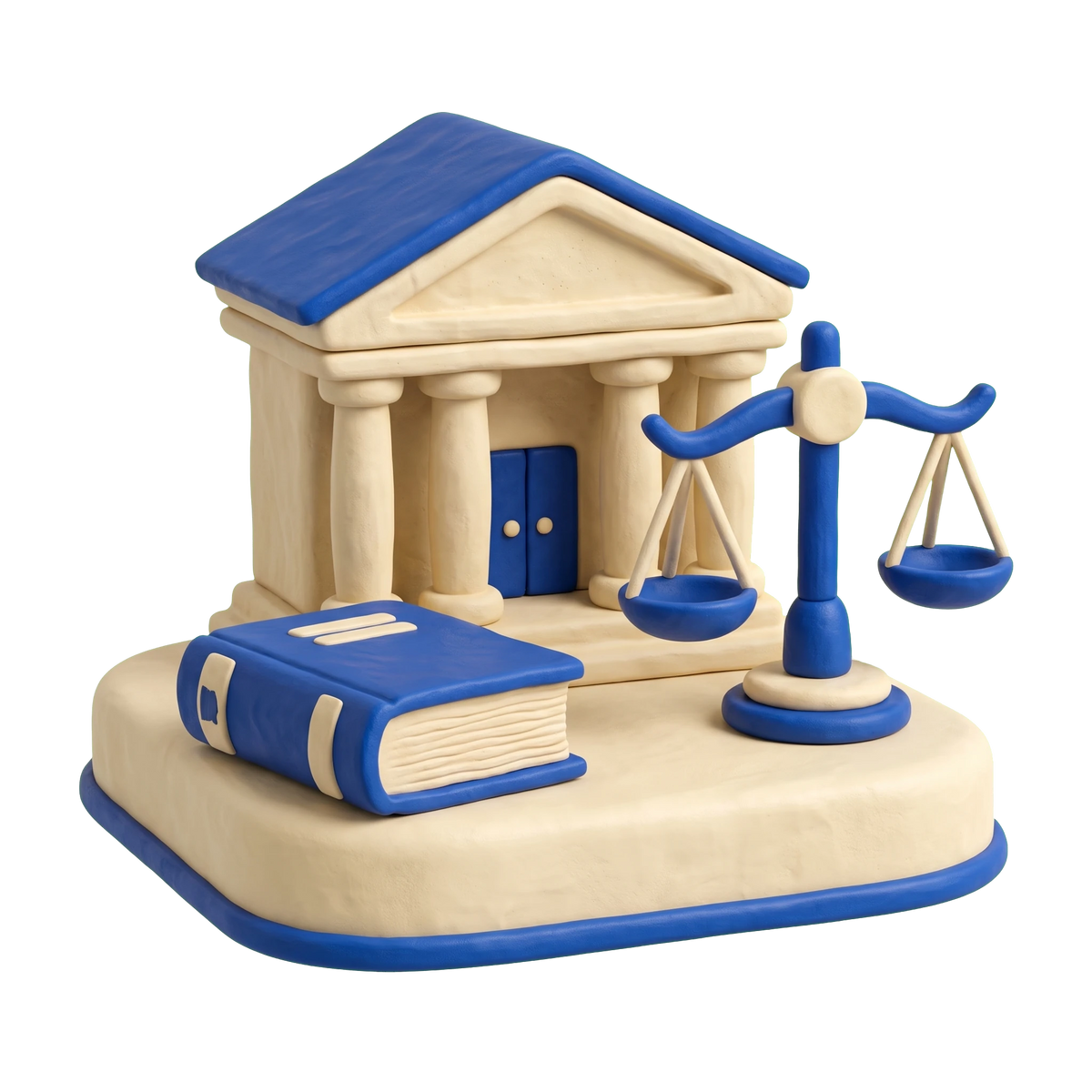 District attorney illustration in blue and ivory clay