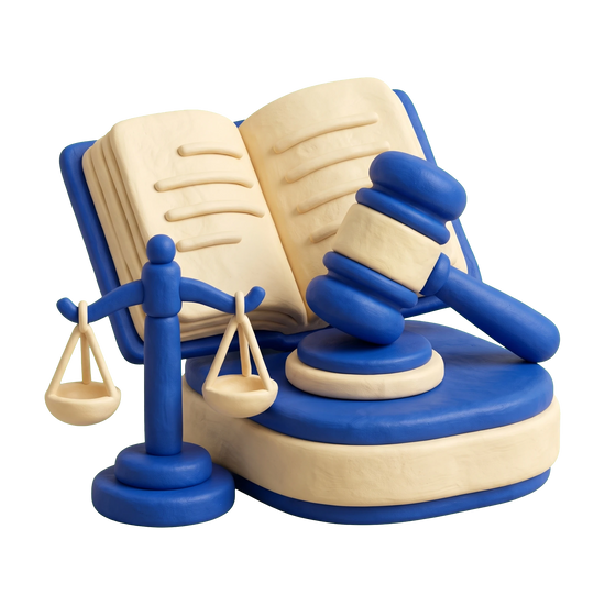 Divorce lawyer illustration in blue and ivory clay