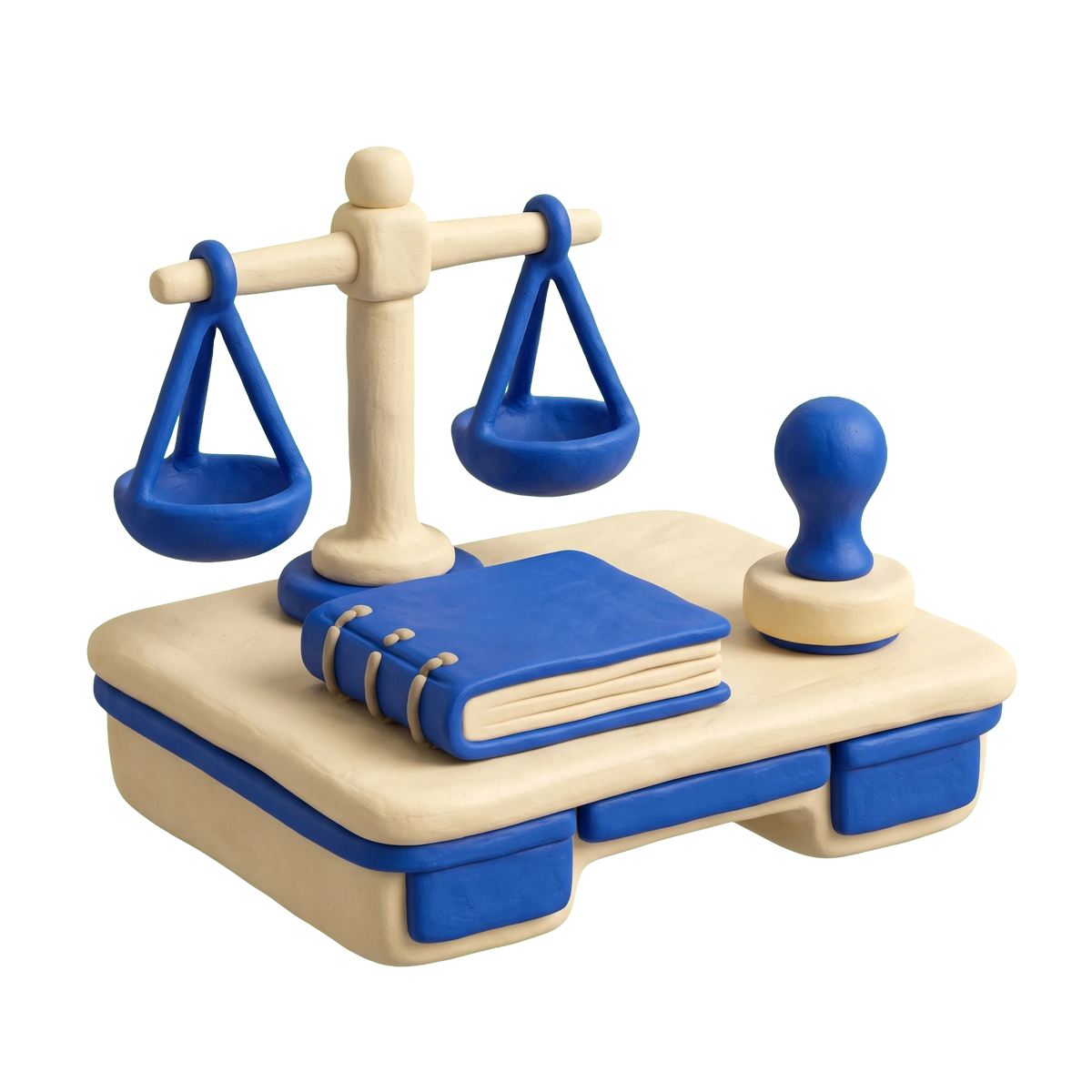 Divorce service illustration in blue and ivory clay