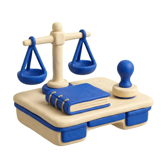 Divorce service illustration in blue and ivory clay