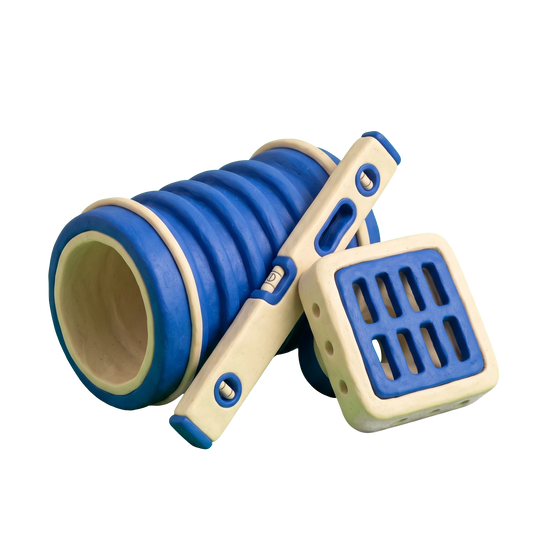 Drainage service illustration in blue and ivory clay