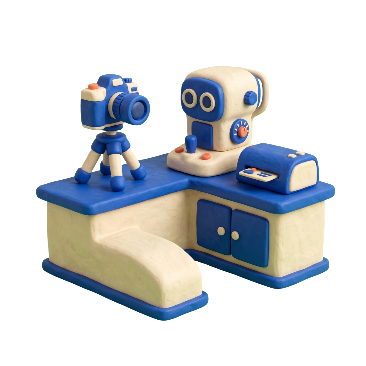 Driver's license office illustration in blue and ivory clay