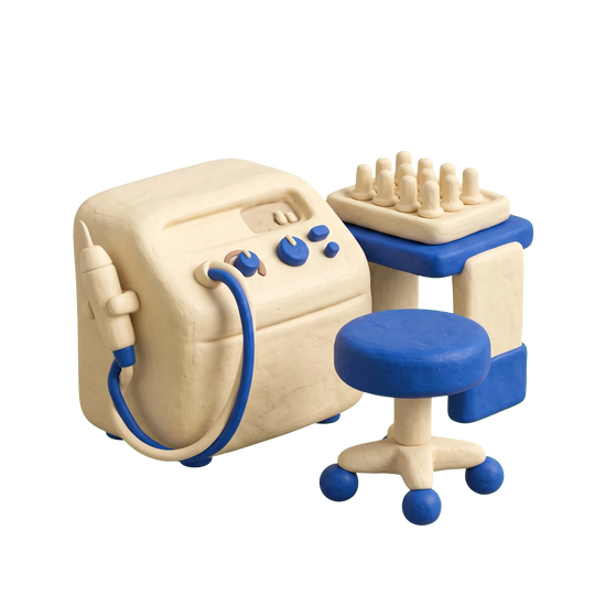 Electrolysis hair removal service illustration in blue and ivory clay