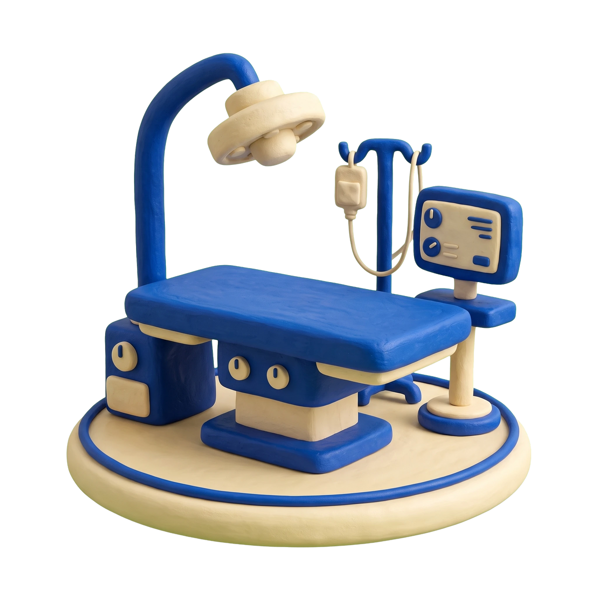 Emergency veterinarian service illustration in blue and ivory clay