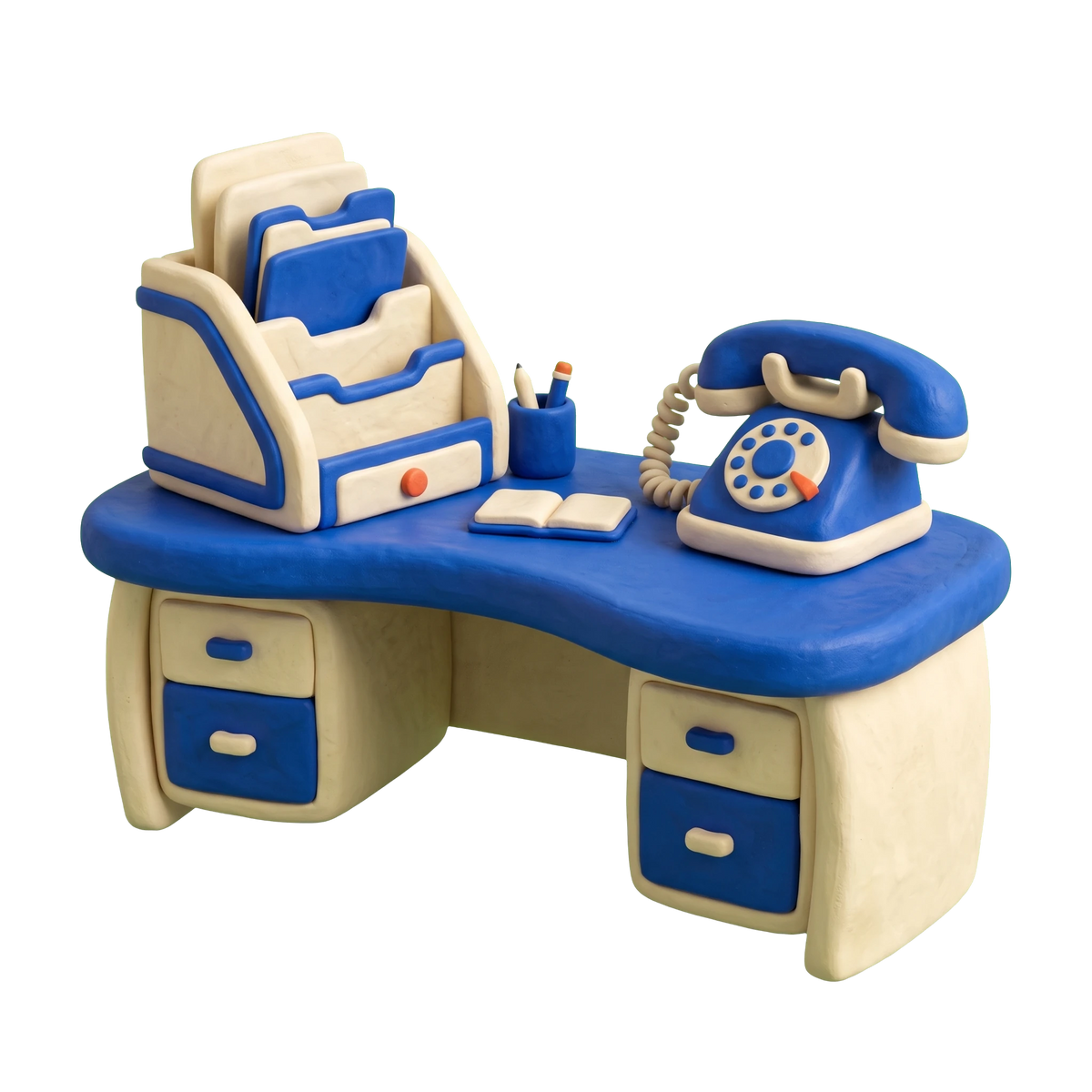 Employment agency illustration in blue and ivory clay