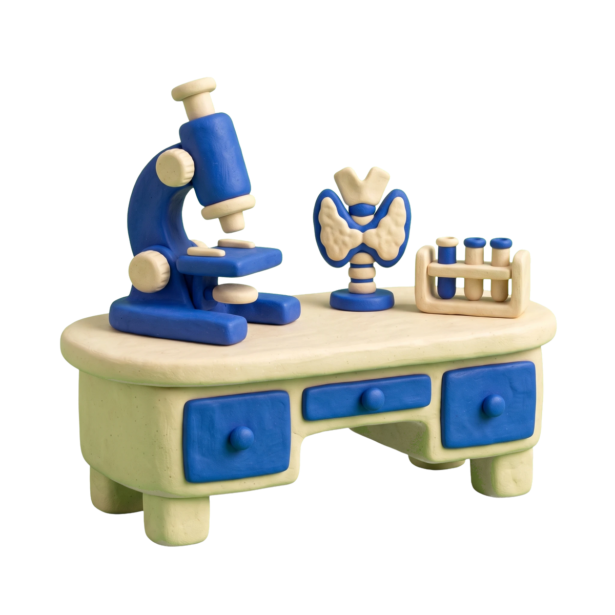 Endocrinologist illustration in blue and ivory clay