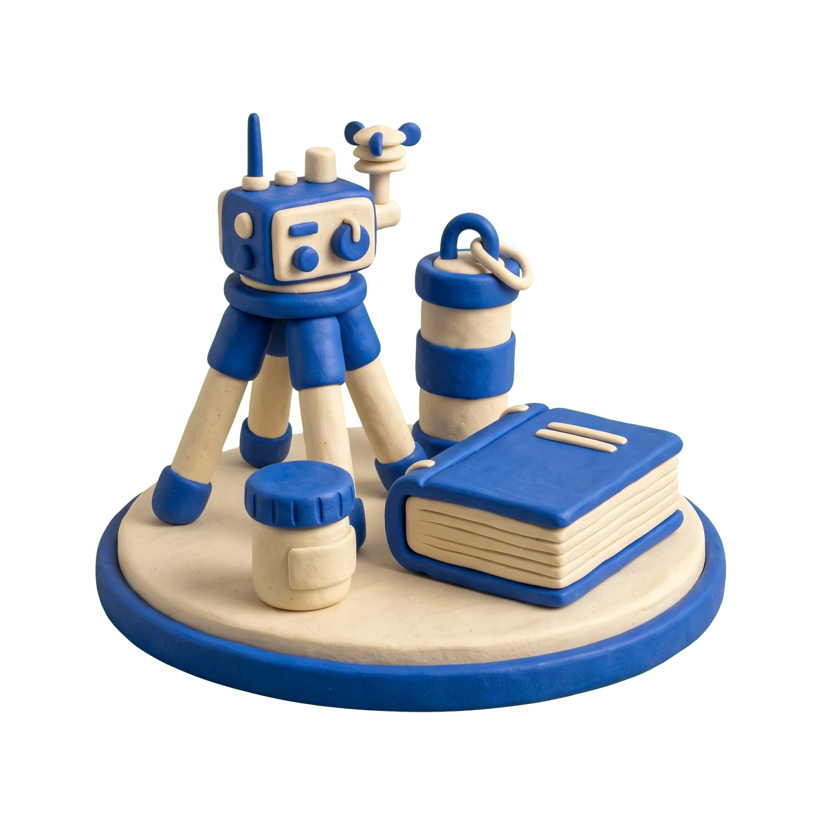 Environmental consultant illustration in blue and ivory clay