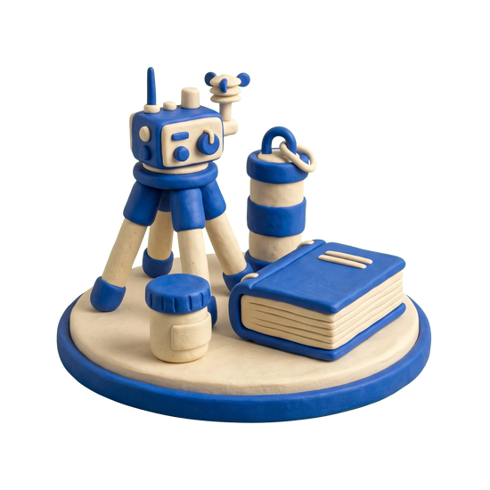 Environmental consultant illustration in blue and ivory clay