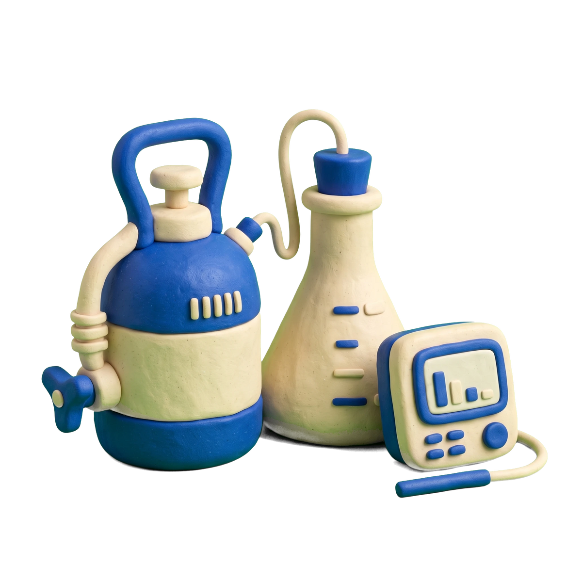 Environmental health service illustration in blue and ivory clay