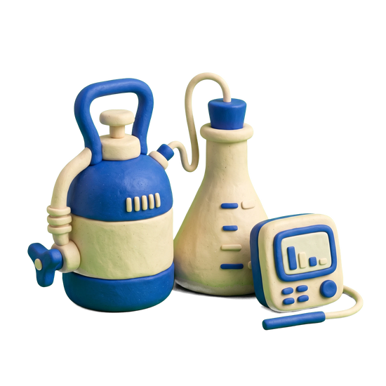 Environmental health service illustration in blue and ivory clay