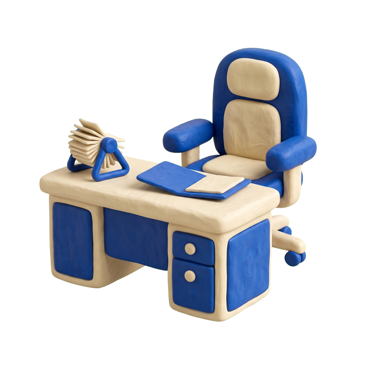 Executive search firm illustration in blue and ivory clay