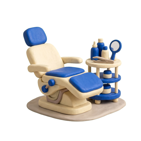 Eyebrow bar illustration in blue and ivory clay