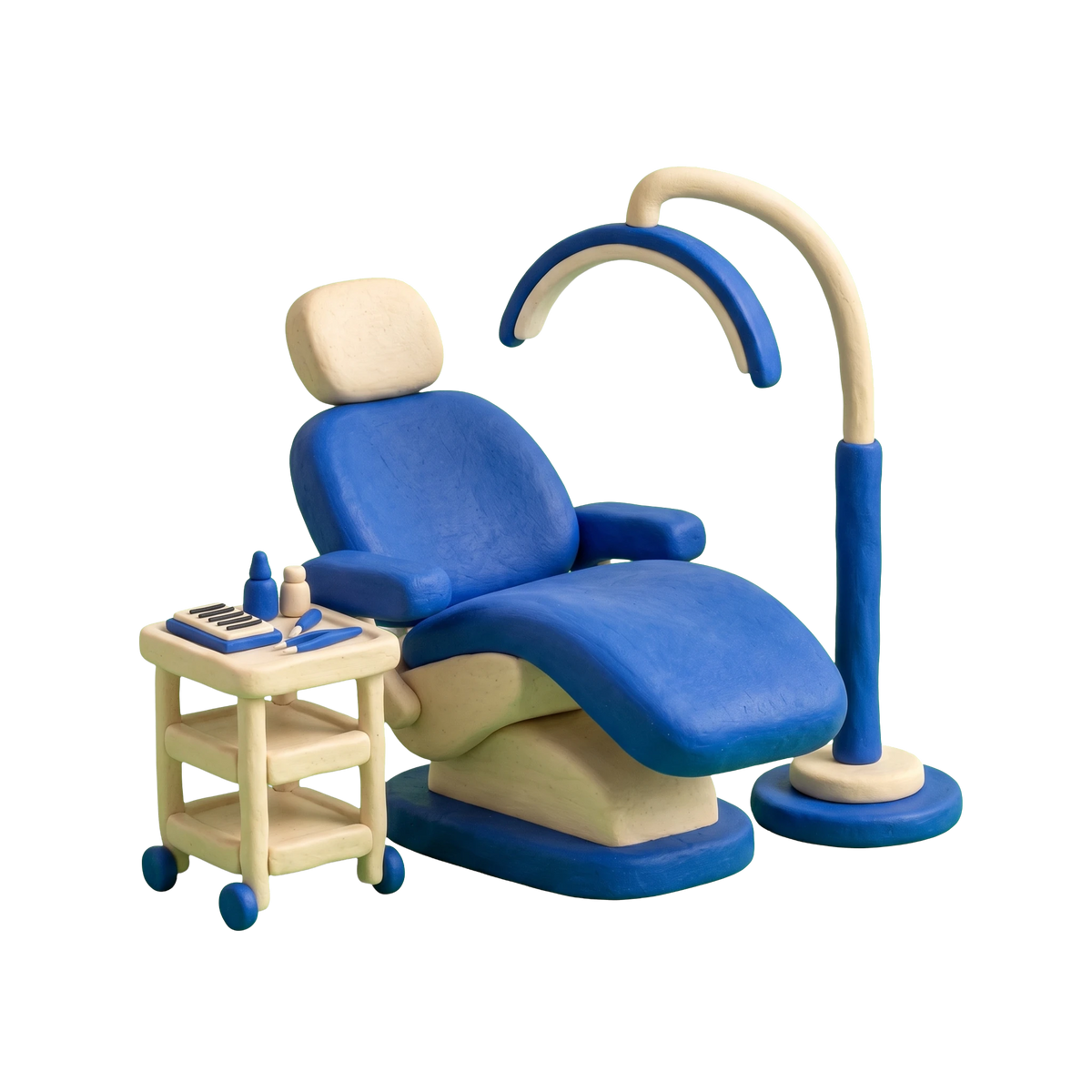 Eyelash salon illustration in blue and ivory clay