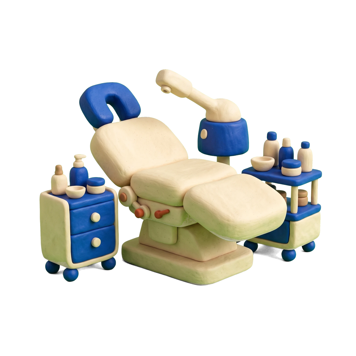 Facial spa illustration in blue and ivory clay