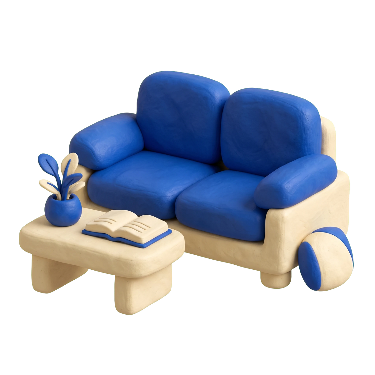Family counselor illustration in blue and ivory clay