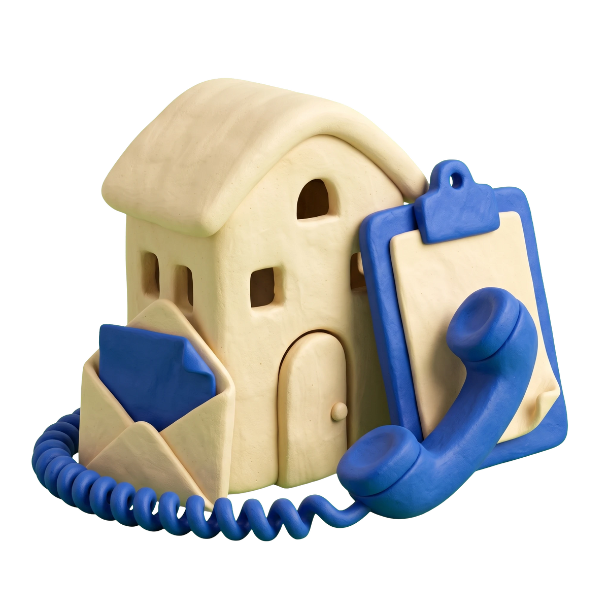 Family service center illustration in blue and ivory clay