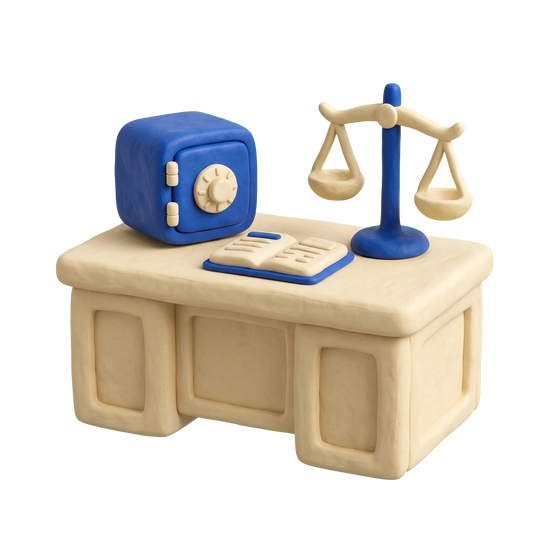 Financial advisor illustration in blue and ivory clay