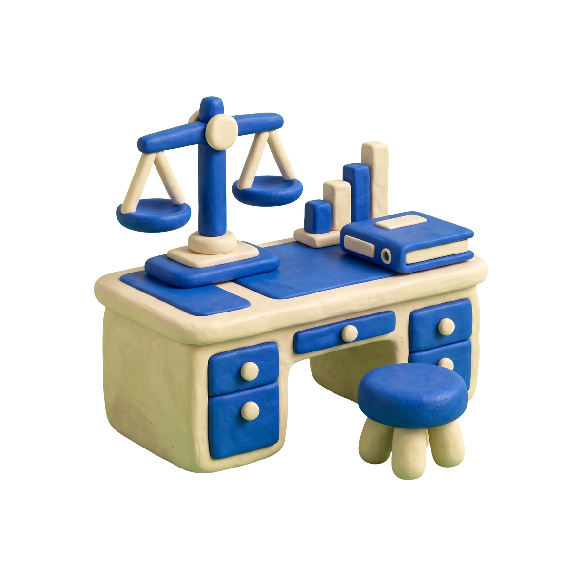 Financial consultant illustration in blue and ivory clay