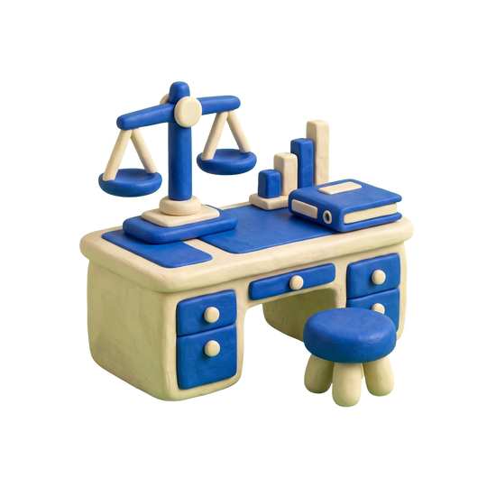 Financial consultant illustration in blue and ivory clay