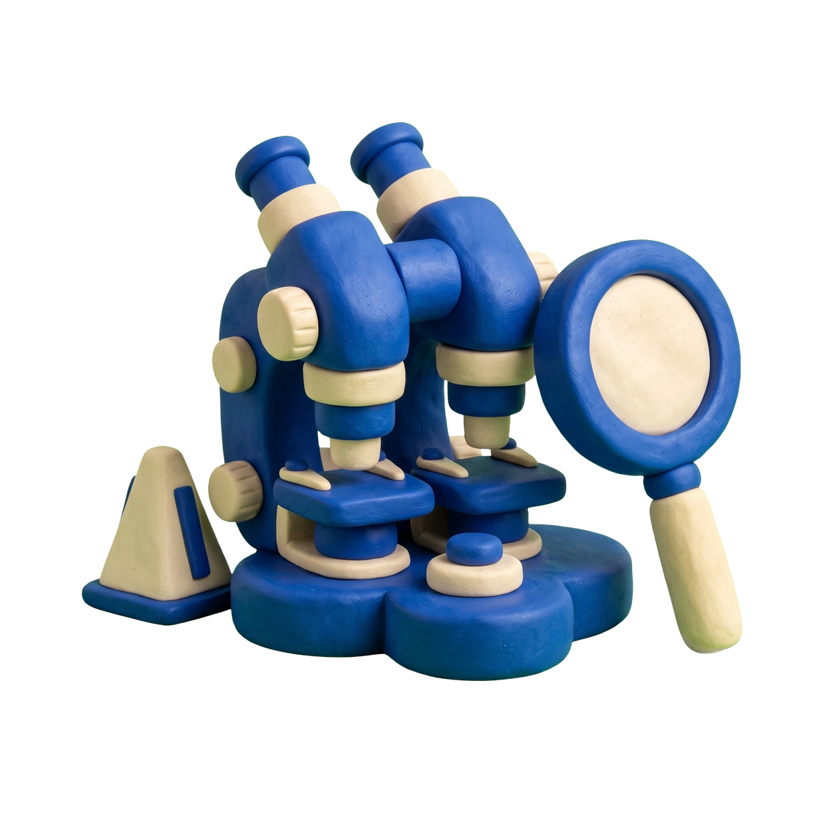 Forensic consultant illustration in blue and ivory clay