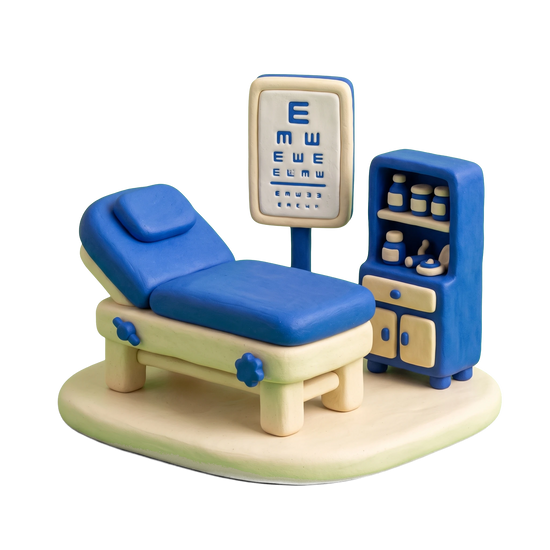 Free clinic illustration in blue and ivory clay