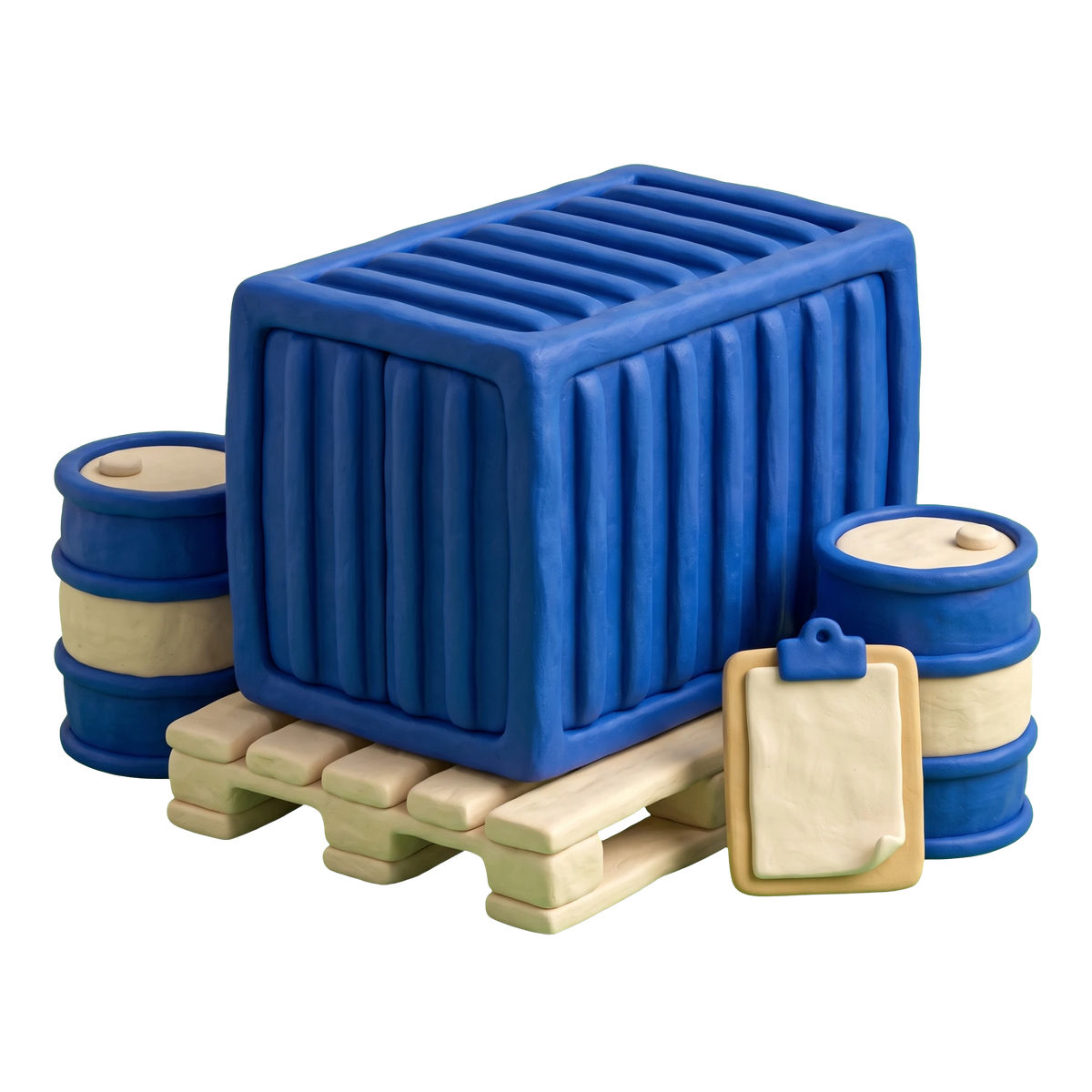 Freight forwarding service illustration in blue and ivory clay
