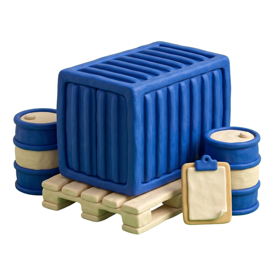Freight forwarding service illustration in blue and ivory clay