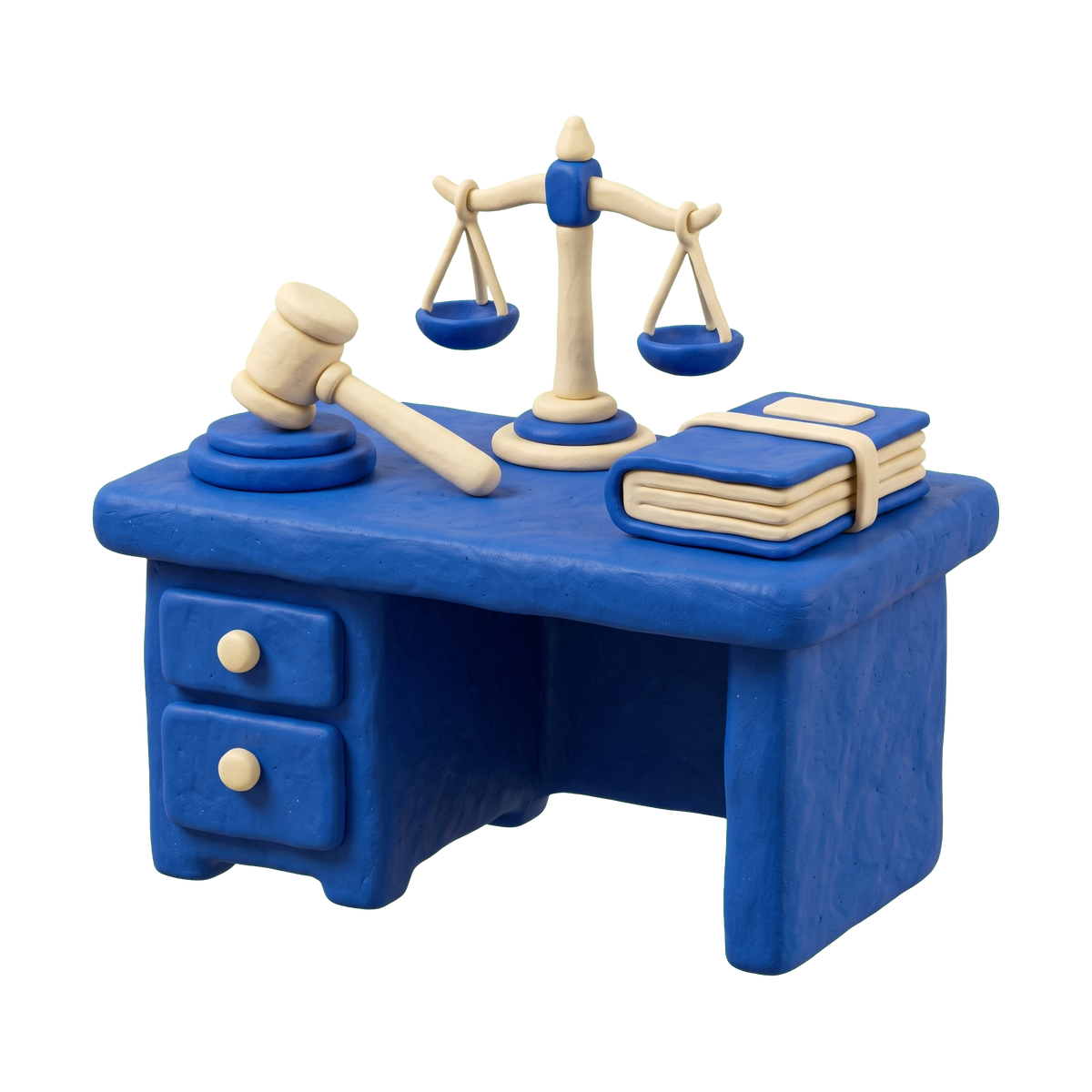 General practice attorney illustration in blue and ivory clay