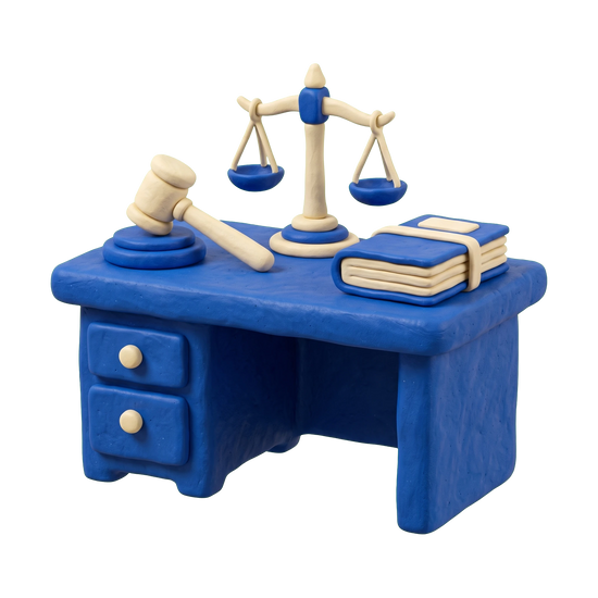 General practice attorney illustration in blue and ivory clay