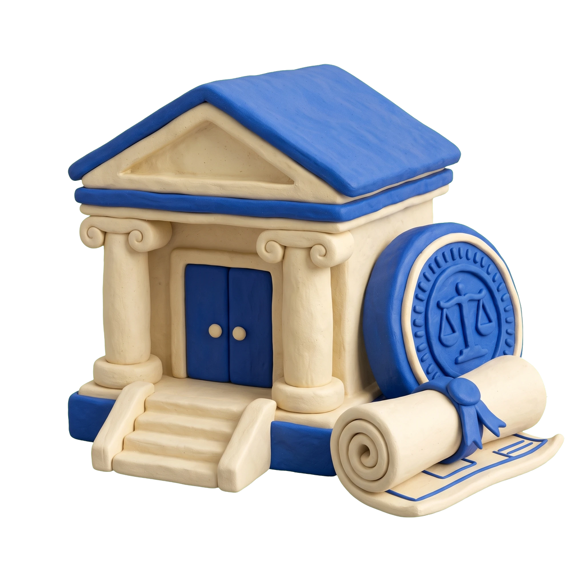 Government economic program illustration in blue and ivory clay