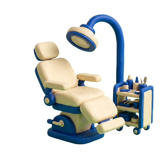 Hair transplantation clinic illustration in blue and ivory clay