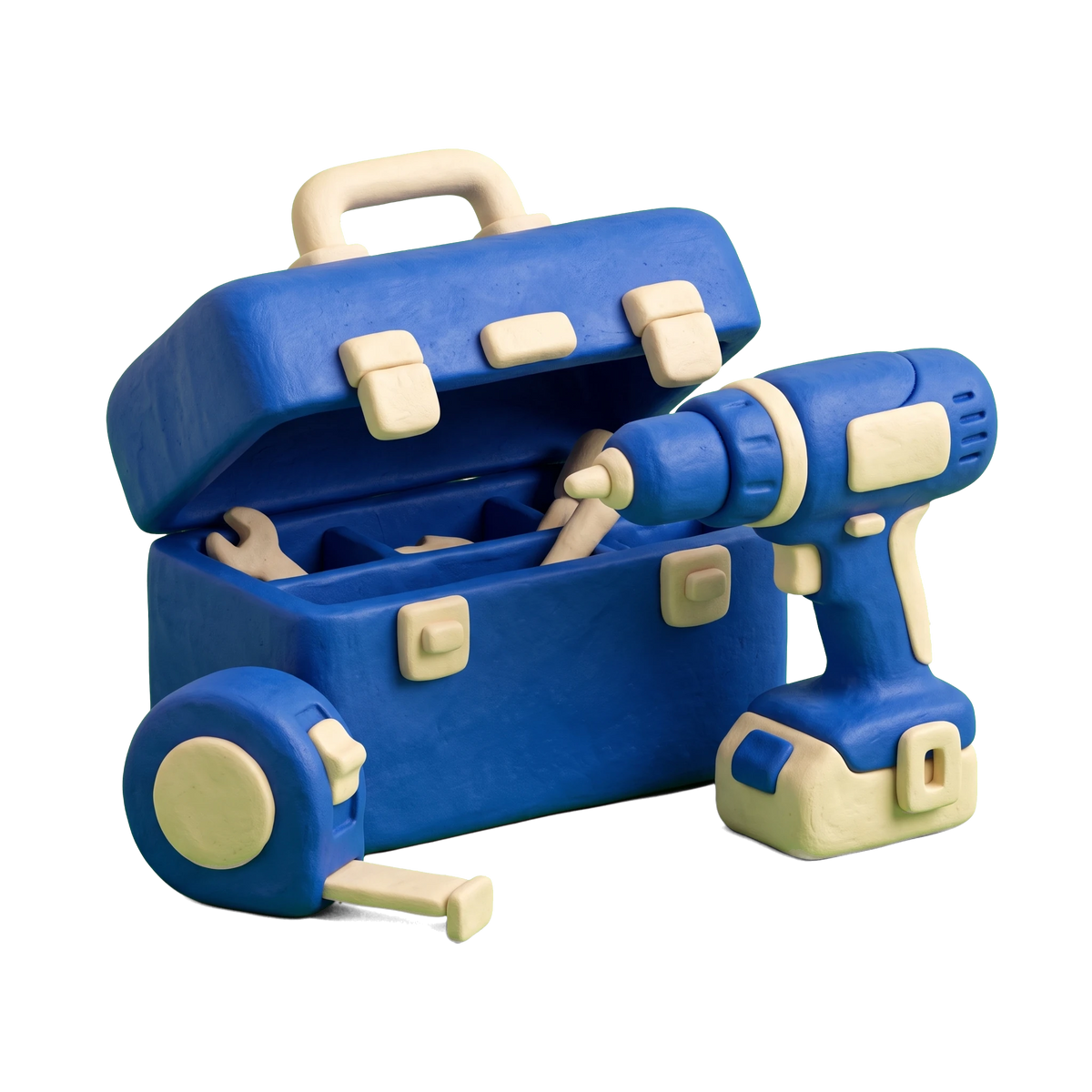 Handyman/Handywoman/Handyperson illustration in blue and ivory clay