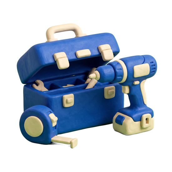 Handyman/Handywoman/Handyperson illustration in blue and ivory clay