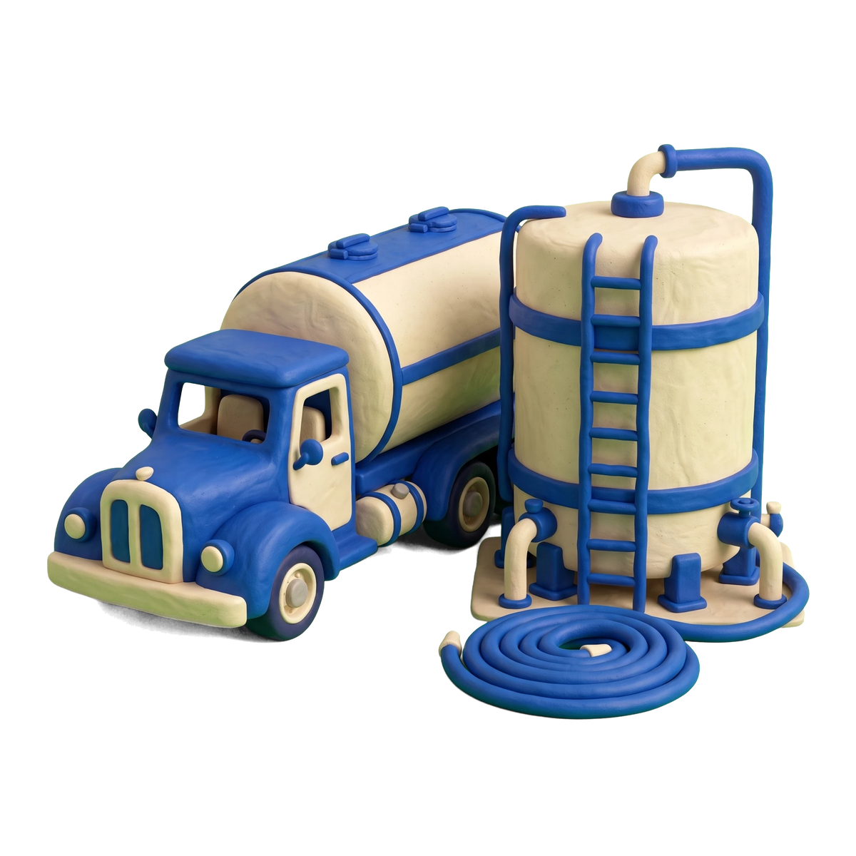 Heating oil supplier illustration in blue and ivory clay