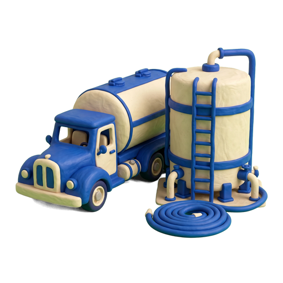 Heating oil supplier illustration in blue and ivory clay