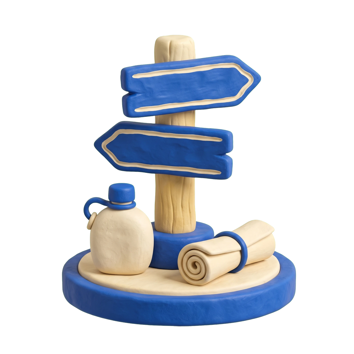 Hiking area illustration in blue and ivory clay